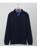 Outlet Polo Long Sleeve Regular Fit Plain Dark Blue | Oxford Company eShop