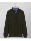 Outlet Polo Long Sleeve Regular Fit Plain Dark Olive | Oxford Company eShop