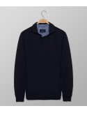 Polo Long Sleeve Regular Fit Plain Dark Blue | Oxford Company eShop