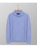Polo Long Sleeve Regular Fit Plain Cyan| Oxford Company eShop