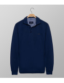 Polo Long Sleeve Regular Fit Plain Blue Indigo | Oxford Company eShop